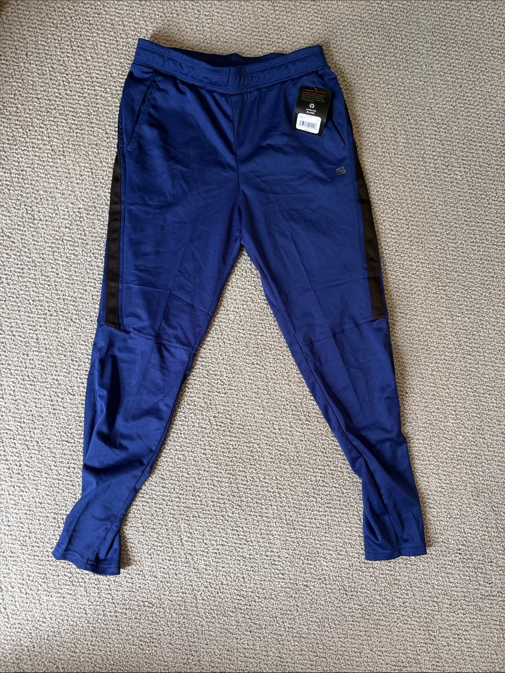 Layer 8 Kids Navy Blue Jogger Sweatpants with Black Side Stripe